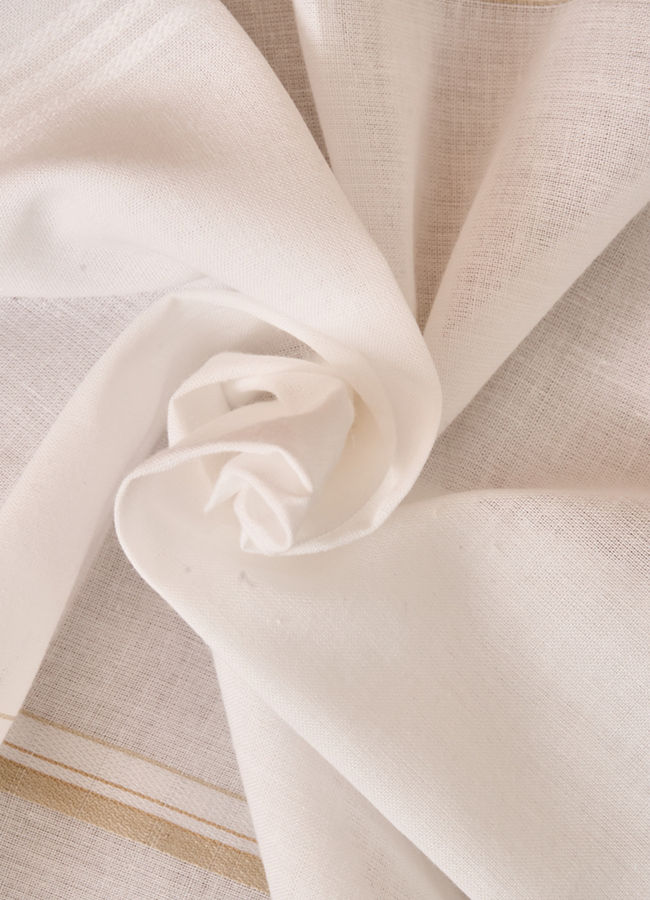 Manyavar Men White Cotton Handkerchief with Stripes