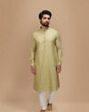 Manyavar Men Light Green Solid Kurta Set