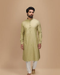 Manyavar Men Light Green Solid Kurta Set