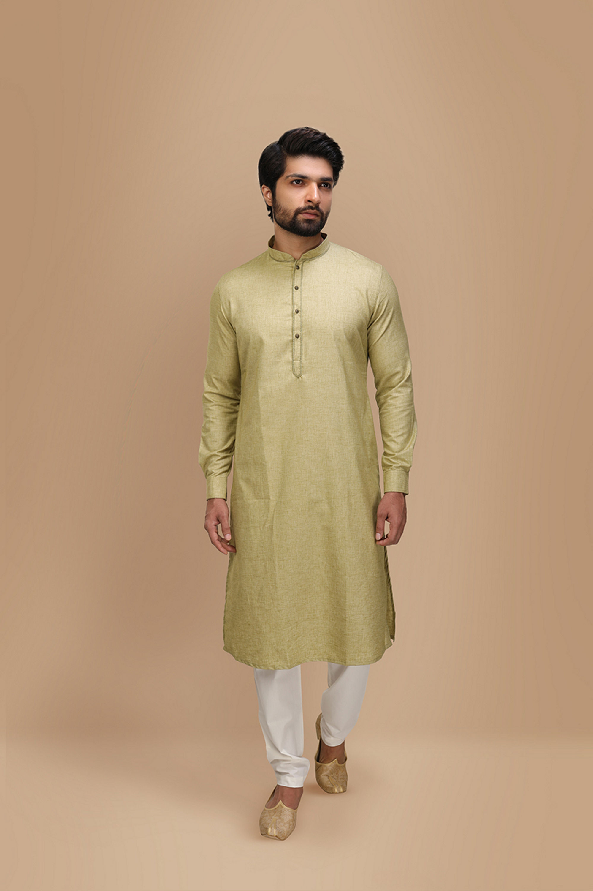 Manyavar Men Light Green Solid Kurta Set