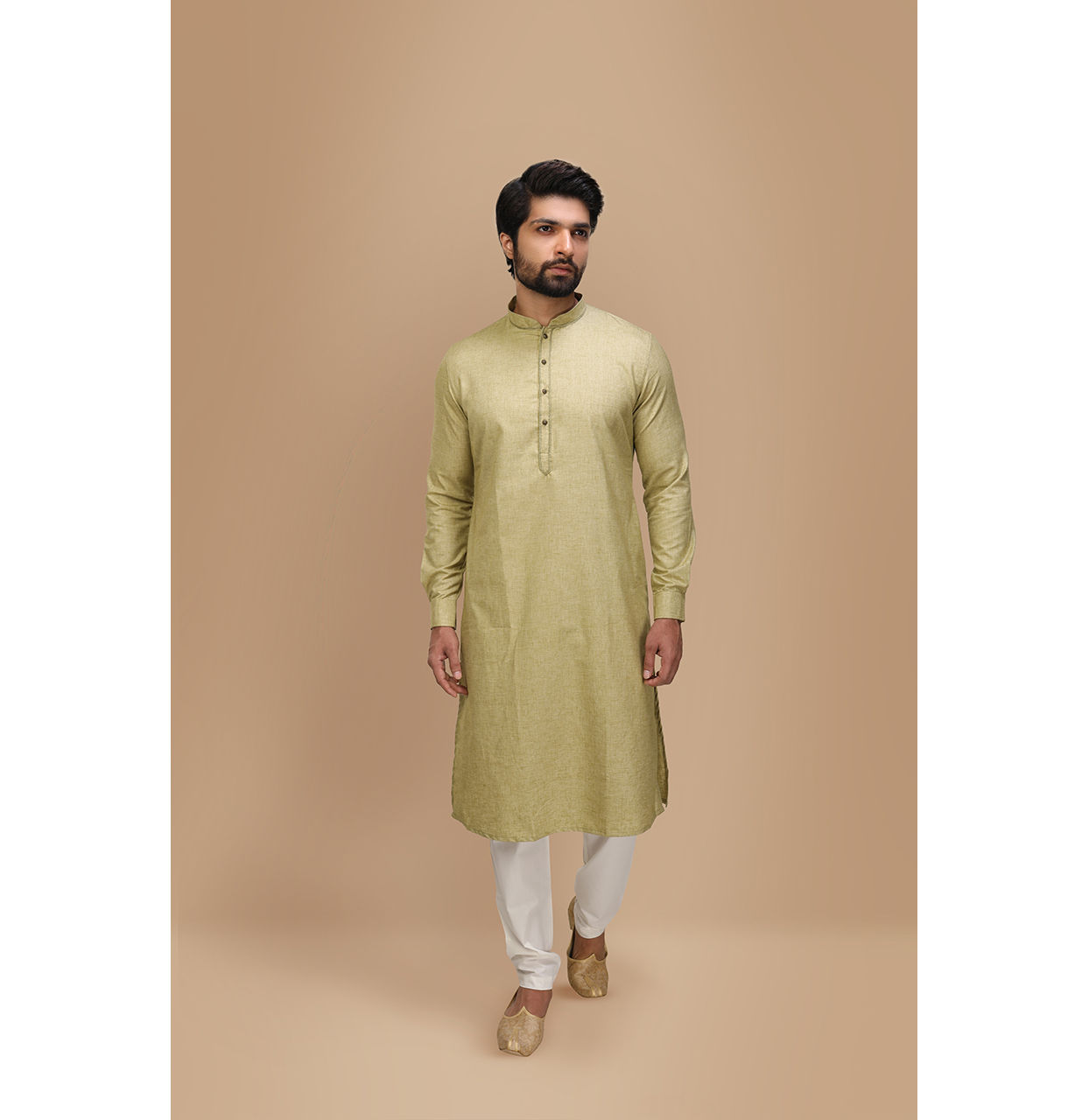 Manyavar Men Light Green Solid Kurta Set