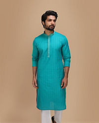 Manyavar Men Refreshing Green Kurta Pajama Set