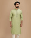 Manyavar Men Casual Lime Green Kurta Set