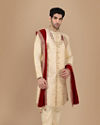 alt message - Manyavar Men Glam Biscuit Shade Sherwani Suit image number 2