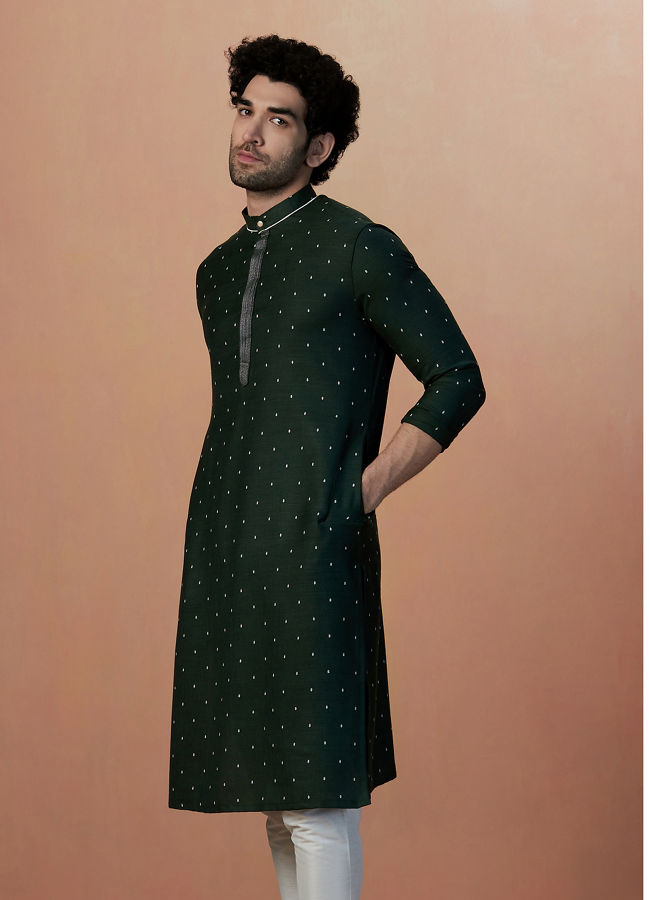 Bottle
                                    Green Jacquard Kurta Set