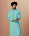Manyavar Men Sea Green Plain Kurta Pajama