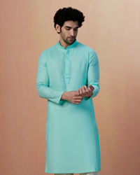 Manyavar Men Sea Green Plain Kurta Pajama