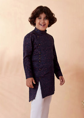 Boys Royal Blue Side Open Kurta Set image number 0