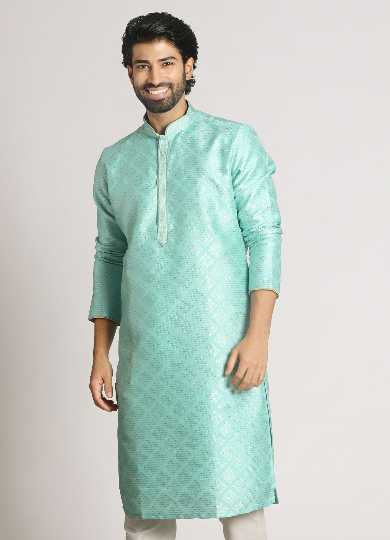 Manyavar Men Aqua Blue Festive Kurta Pajama