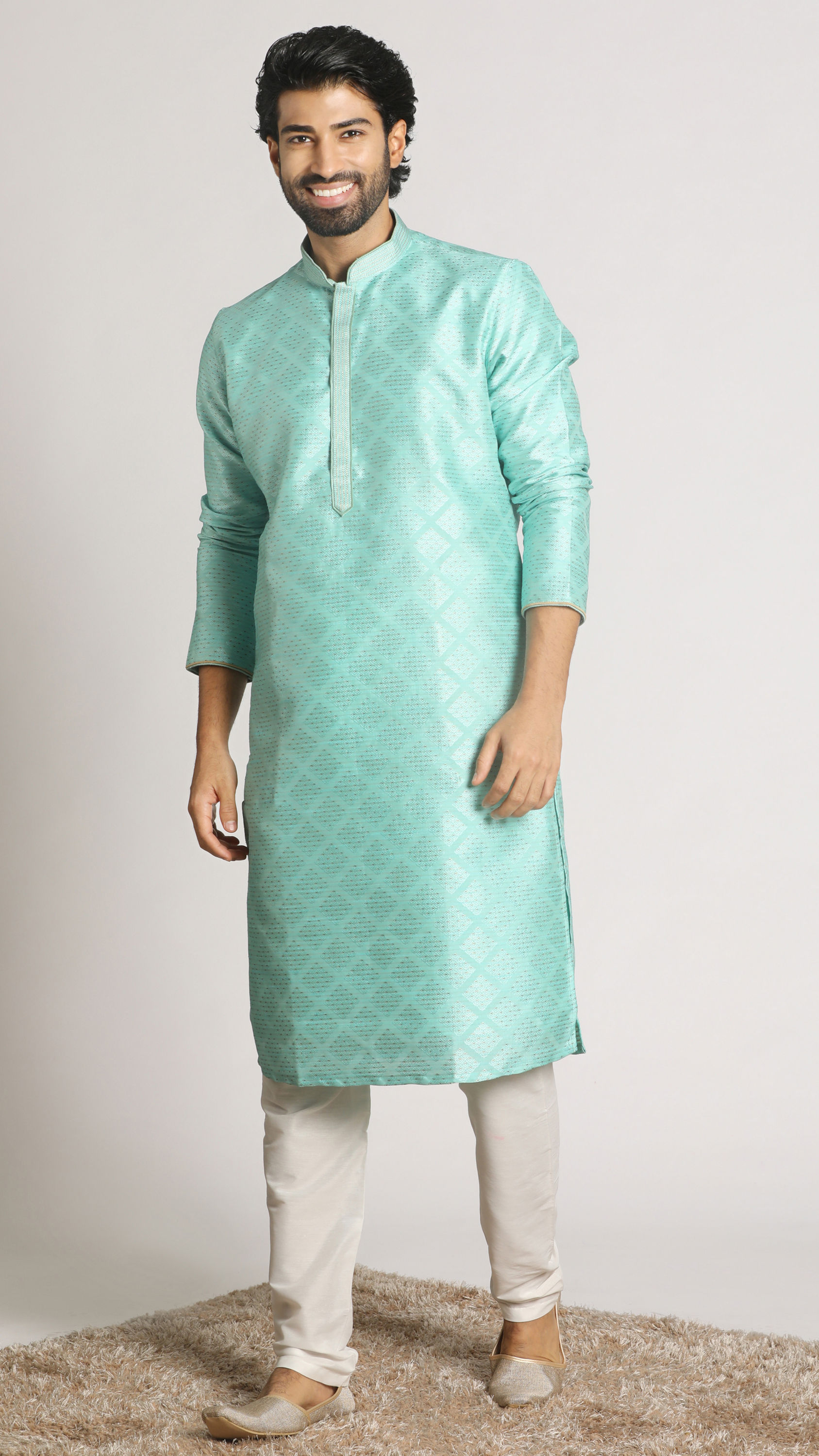 Manyavar Men Aqua Blue Festive Kurta Pajama