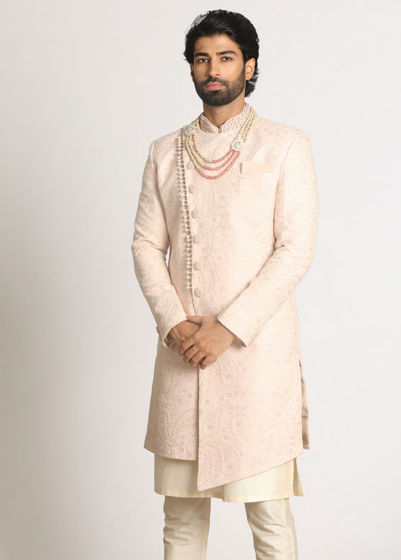 Manyavar Men Light Pink Indo Western