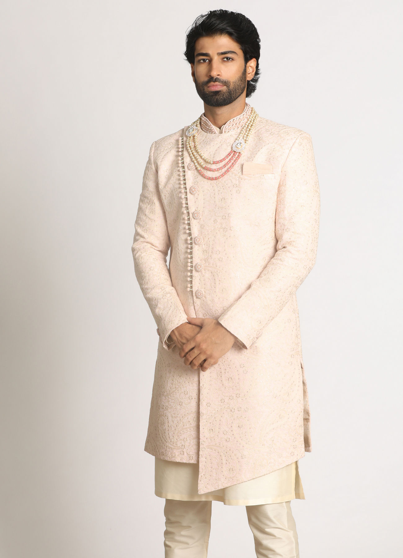 Manyavar Men Light Pink Indo Western