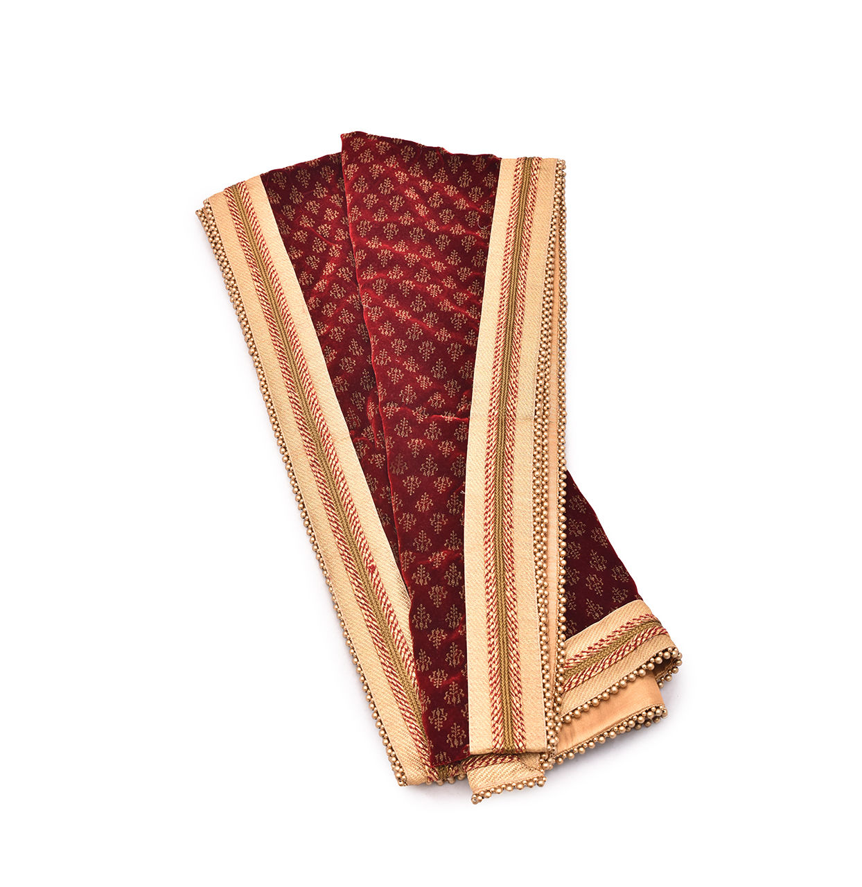 alt message - Manyavar Men Maroon Velvet Dupatta image number 2