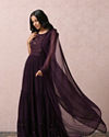 alt message - Mohey Women Wine Mirror Gown With Dupatta image number 2