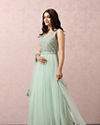 Mohey Women Pista Green Embellished Gown With Dupatta
