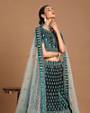 alt message - Mohey Women Sea Green Velvet Lehenga image number 2