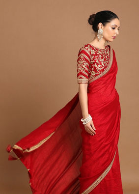 Splendid Dark Red Saree image number 0