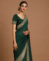 alt message - Mohey Women Bodacious Bottle Green Saree image number 3