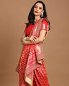 Mohey Women Blissful Rani Red Bridal Saree