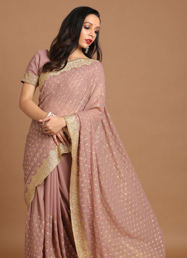 Mohey Women Plush Purple Saree