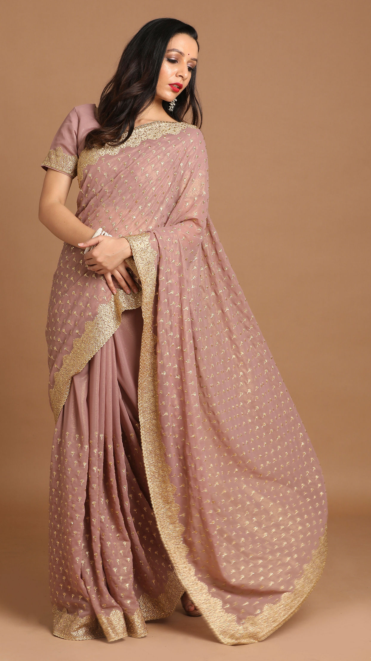 Mohey Women Plush Purple Saree
