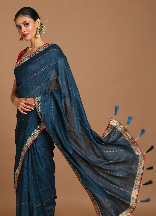 Graceful Blue Saree image number 3