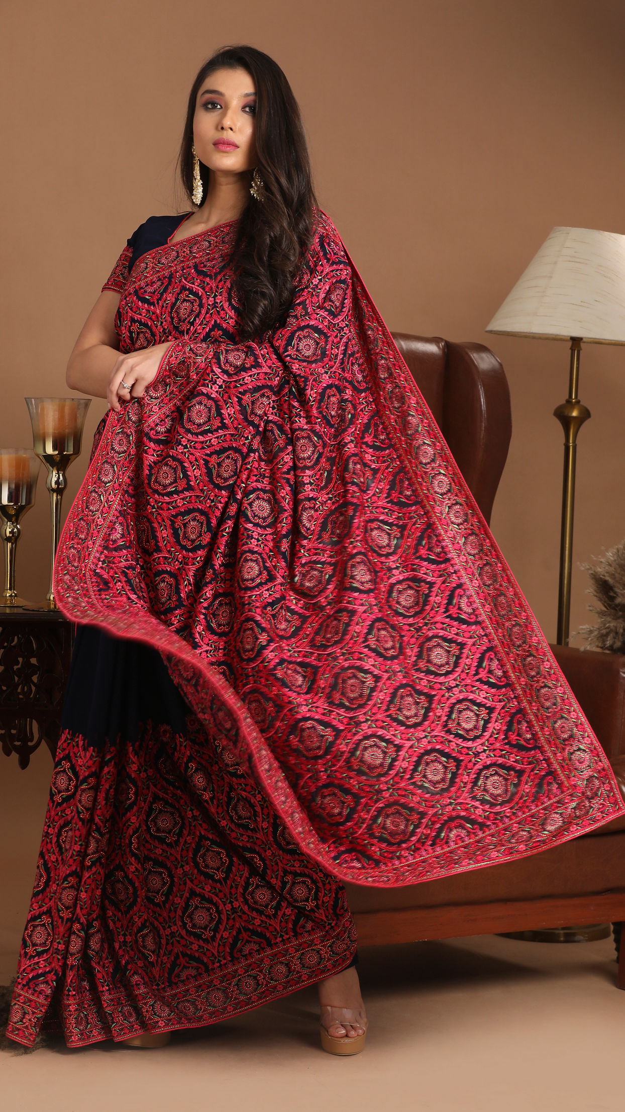 Mohey Women Charming Indigo Blue Saree