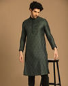 alt message - Manyavar Men Dapper Light Green Kurta Set image number 1