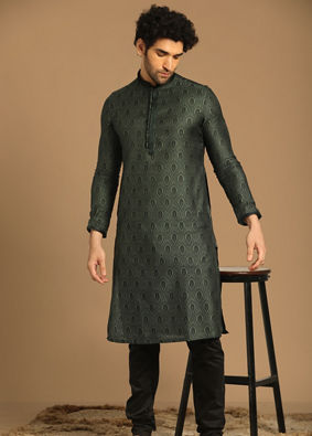 Manyavar Men Dapper Light Green Kurta Set