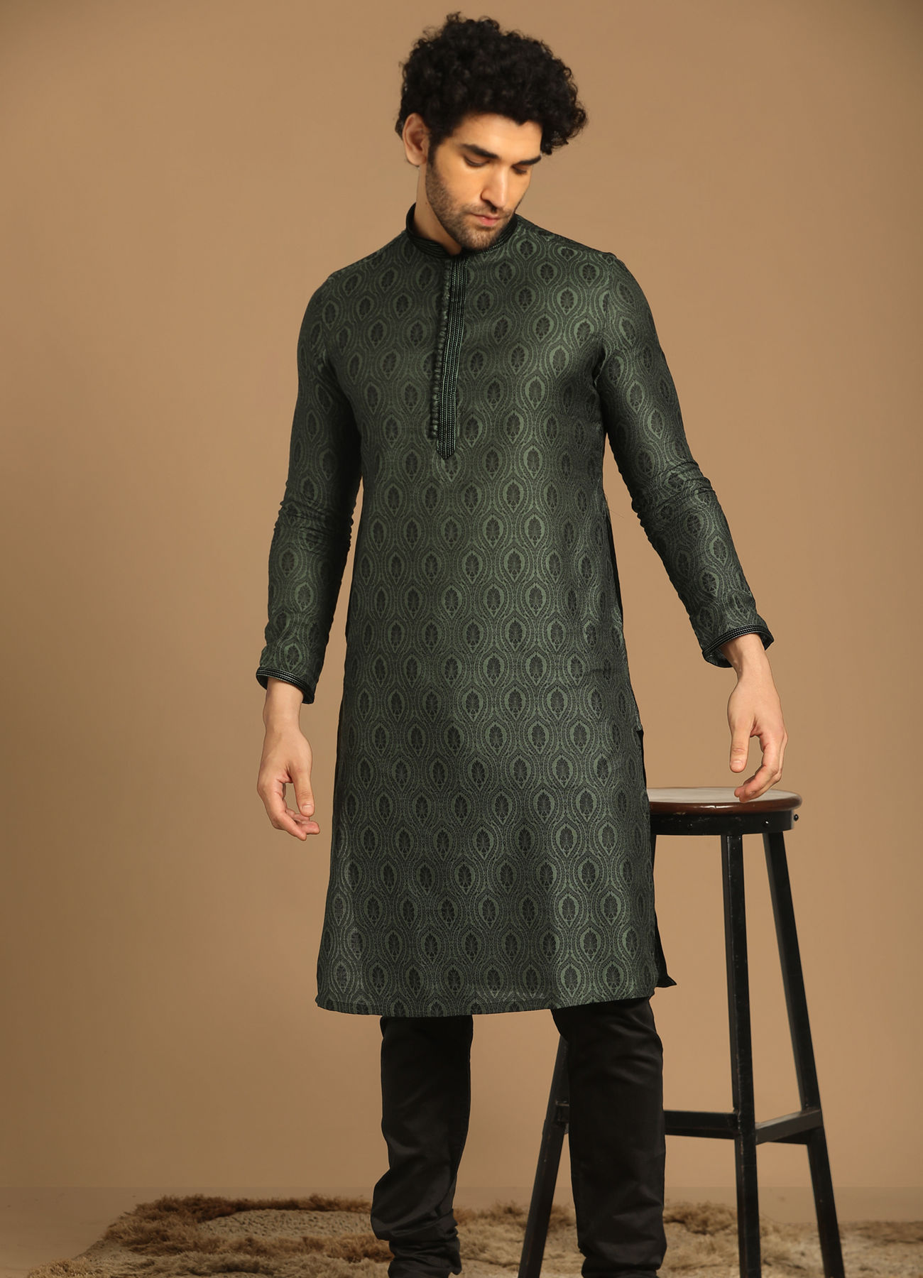 Manyavar Men Dapper Light Green Kurta Set