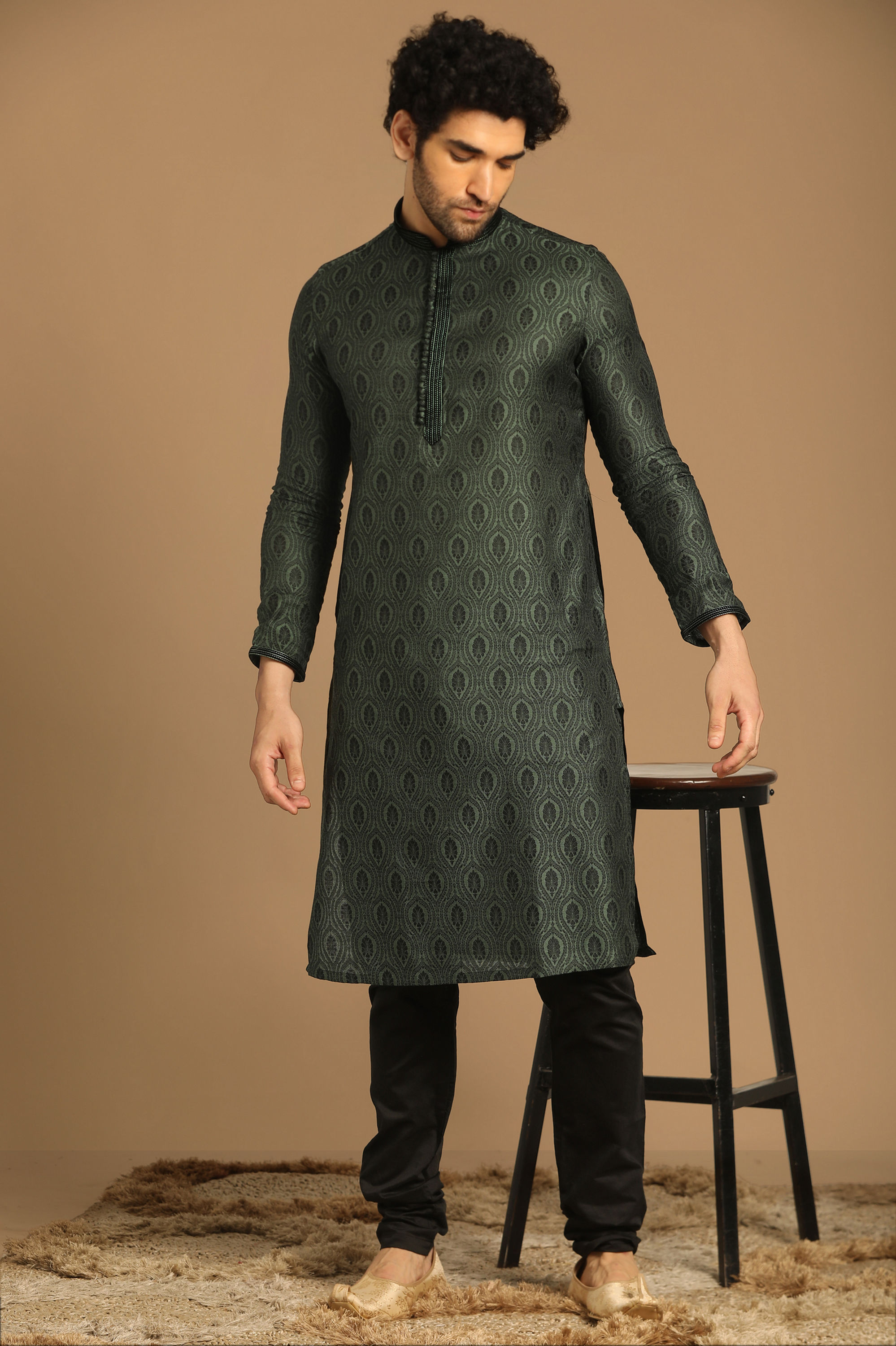 Manyavar Men Dapper Light Green Kurta Set