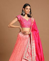 Mohey Women Elegant Peach Benarasi Lehenga