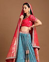 Mohey Women Elegant Blue Benarasi Lehenga