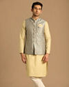 Manyavar Men Grey Jacket With Golden Motifs