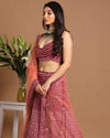Mohey Women Chiffon Wine Red Lehenga