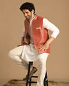 Manyavar Men Rust Self Design Jacket