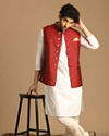 Manyavar Men Classy Maroon Jacket image number 1