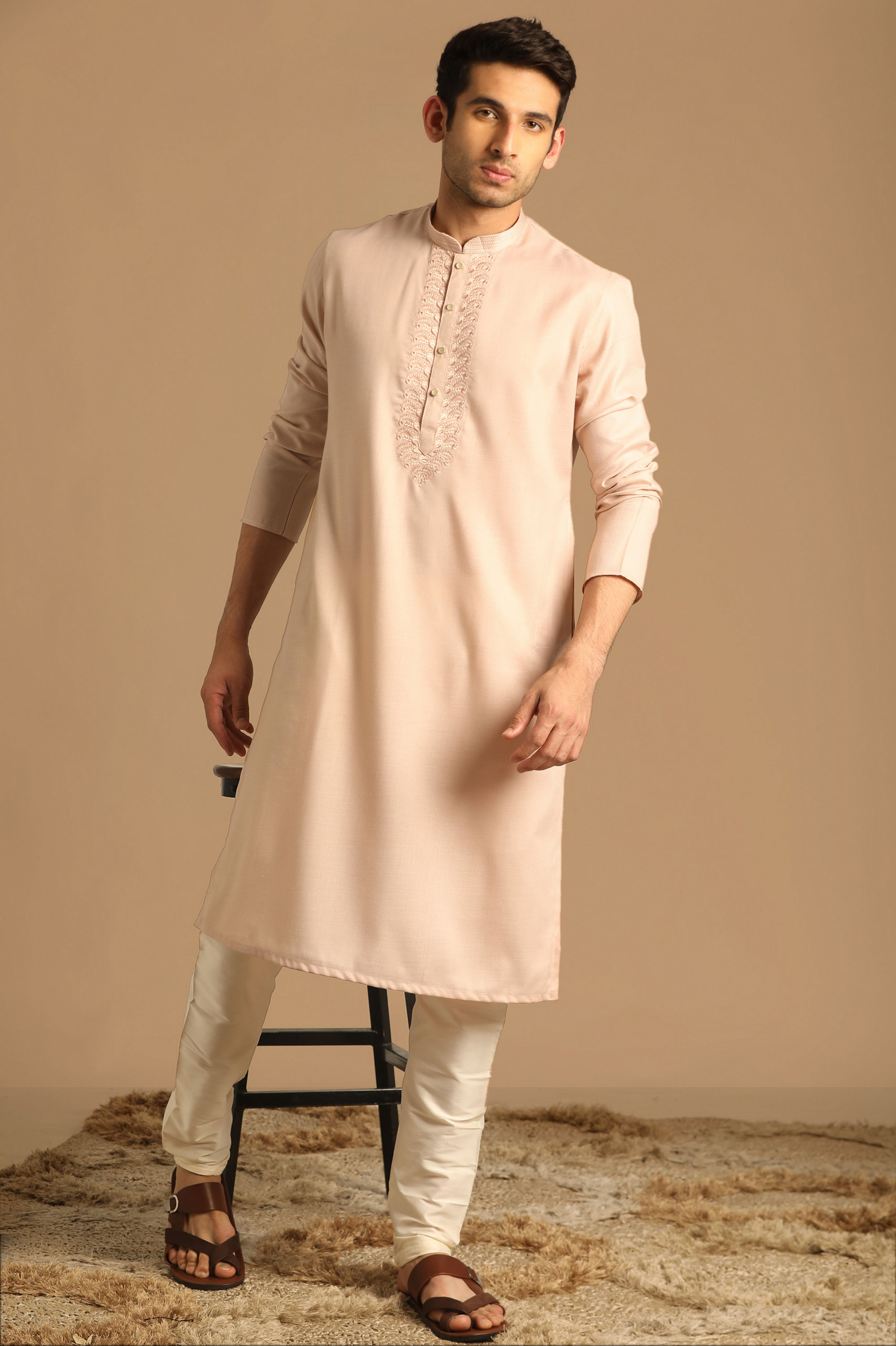 Manyavar Men Self Design Rani Kurta Set