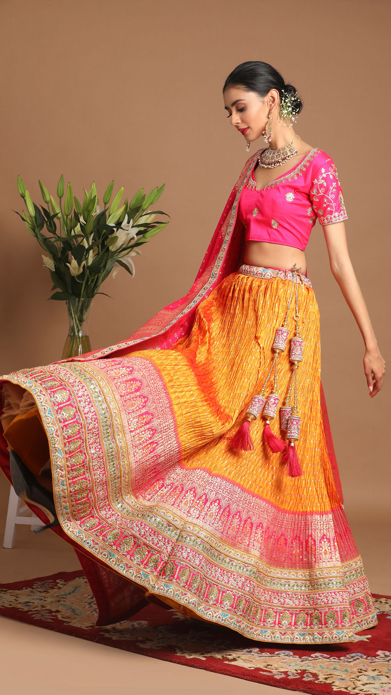 alt message - Mohey Women Charming Mustard Yellow Lehenga image number 2