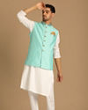 Manyavar Men Fashionable Green Jacket image number 1