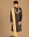 alt message - Manyavar Men Enigmatic Maroon Sherwani With Dupatta image number 1