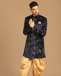 Manyavar Men Modish Blue Indo Western