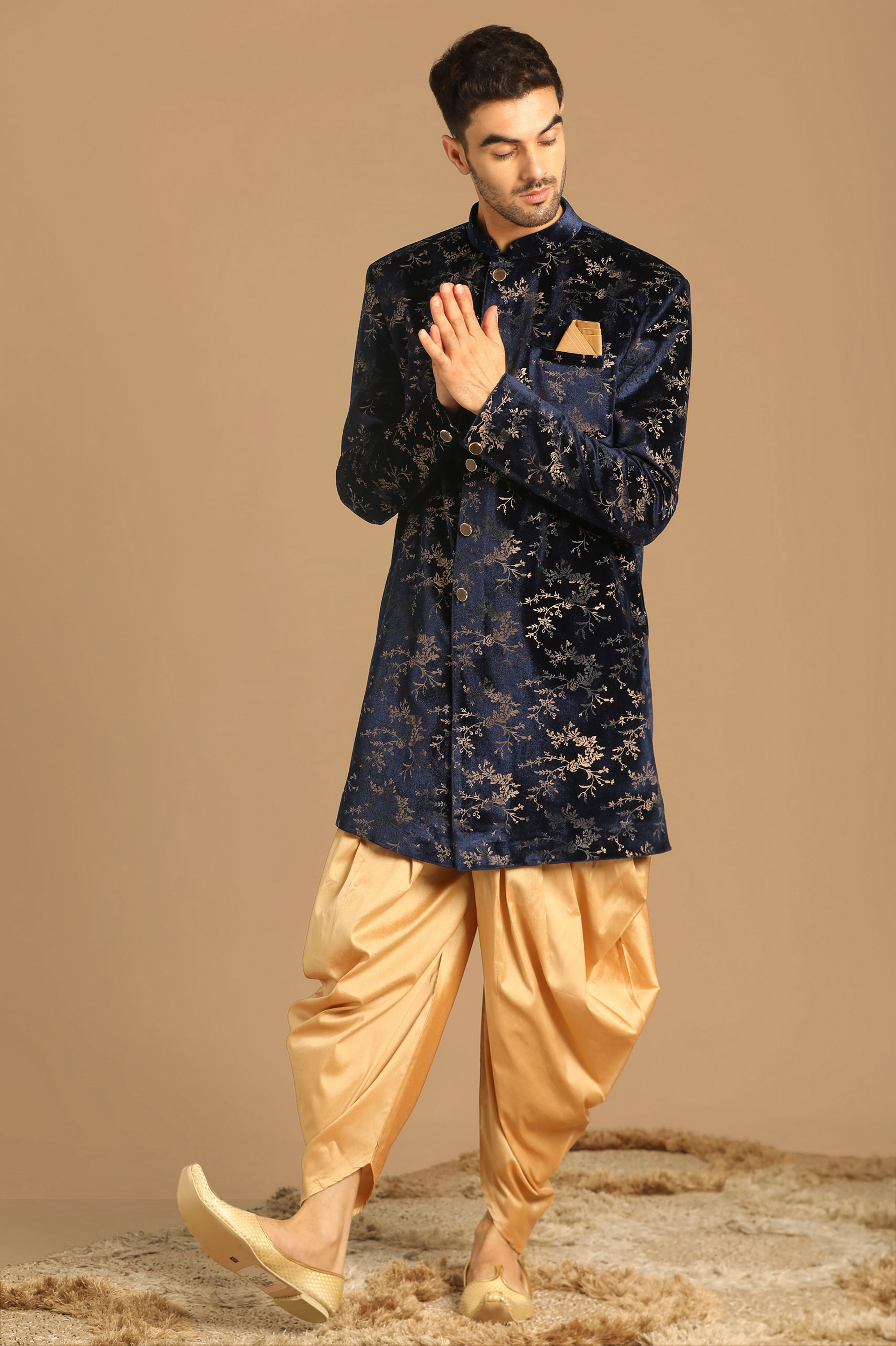 Manyavar Men Modish Blue Indo Western