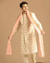 Manyavar Men Charismatic Fawn And Pink Sherwani