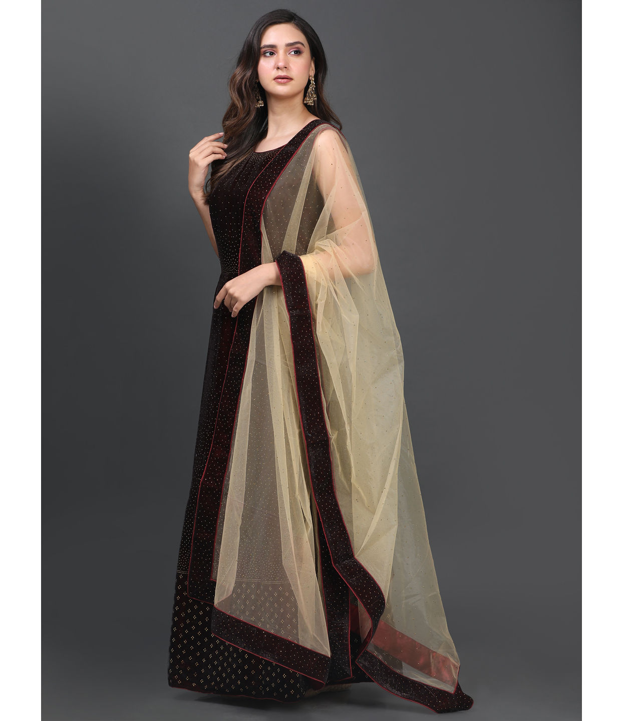 buy-luxurious-wine-gown-online-in-australia-mohey-indo-western-dress