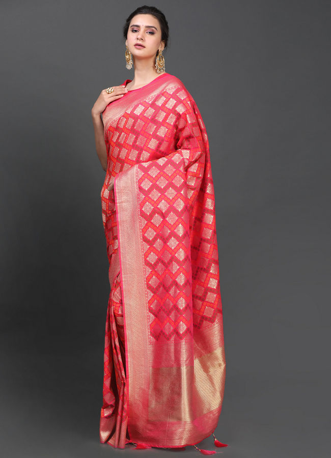 Mohey Women Sublime Rani Pink Saree