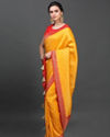 alt message - Mohey Women Blissful Mustard Yellow Saree image number 3