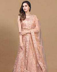 Mohey Women Plush Peach Lehenga