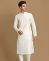 alt message - Manyavar Men Ivory White Plain Kurta image number 1