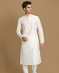 Manyavar Men Ivory White Plain Kurta